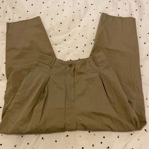 Cos high waisted pleated trousers in olive green